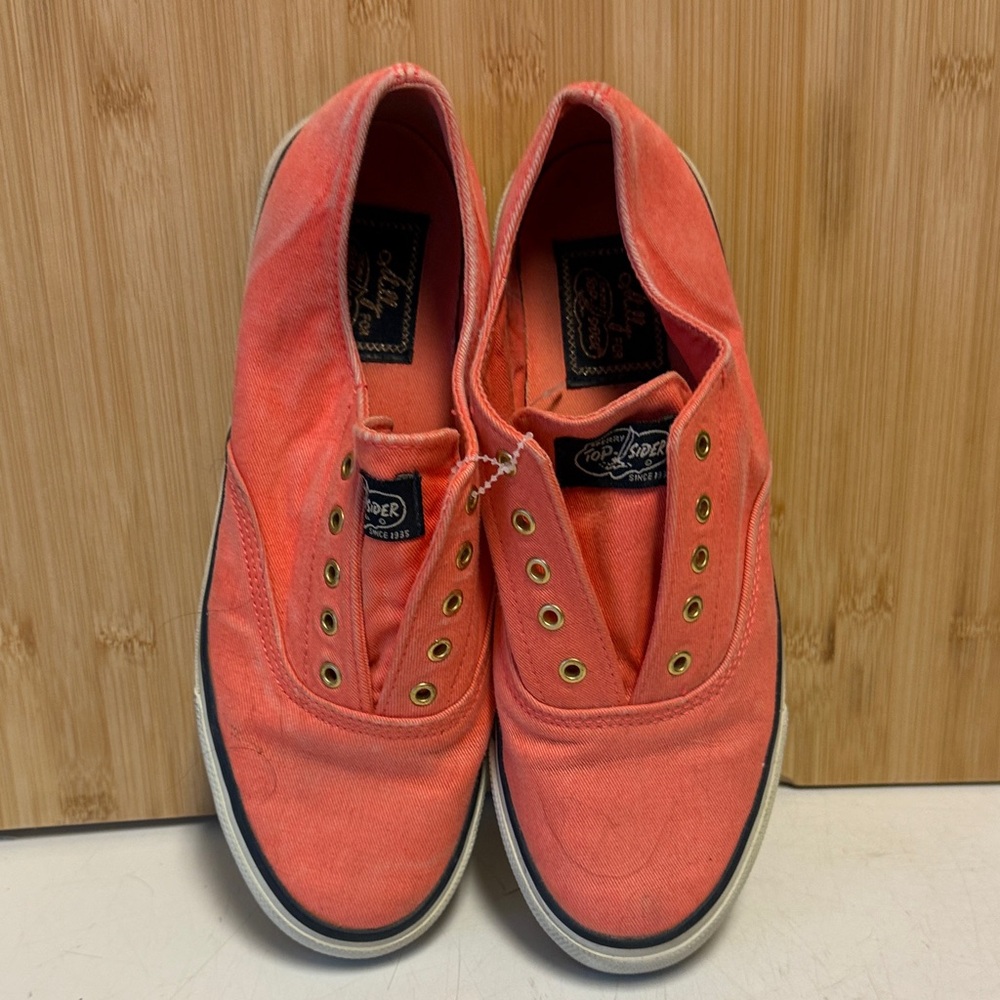 Milly for Sperry Bright Coral Canvas Slip-Ons
